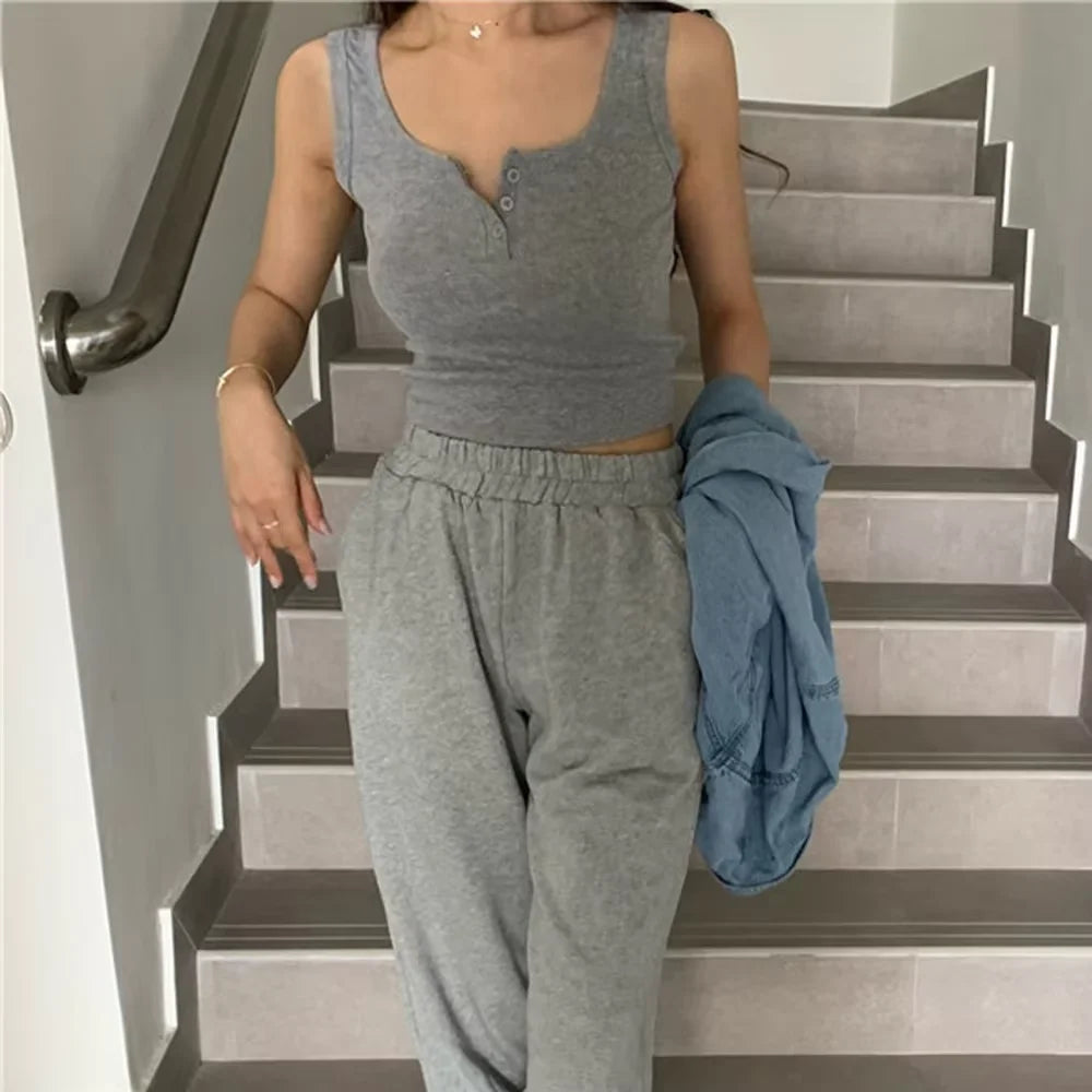 Summer Knitted Round Neck Top for Women – High Elasticity Casual Camisole Sexy Vest
