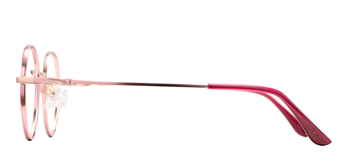 Colorful Round Metal Pink Glasses Frame – Luxury Unisex Full Rim Prescription Eyewear