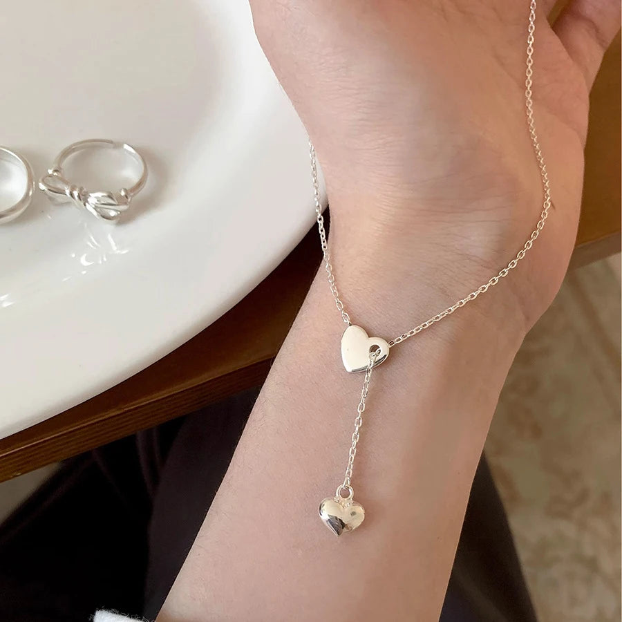 925 Sterling Silver Heart Pendant Necklace | Adjustable Love Choker for Women & Girls, Elegant Jewelry Gift