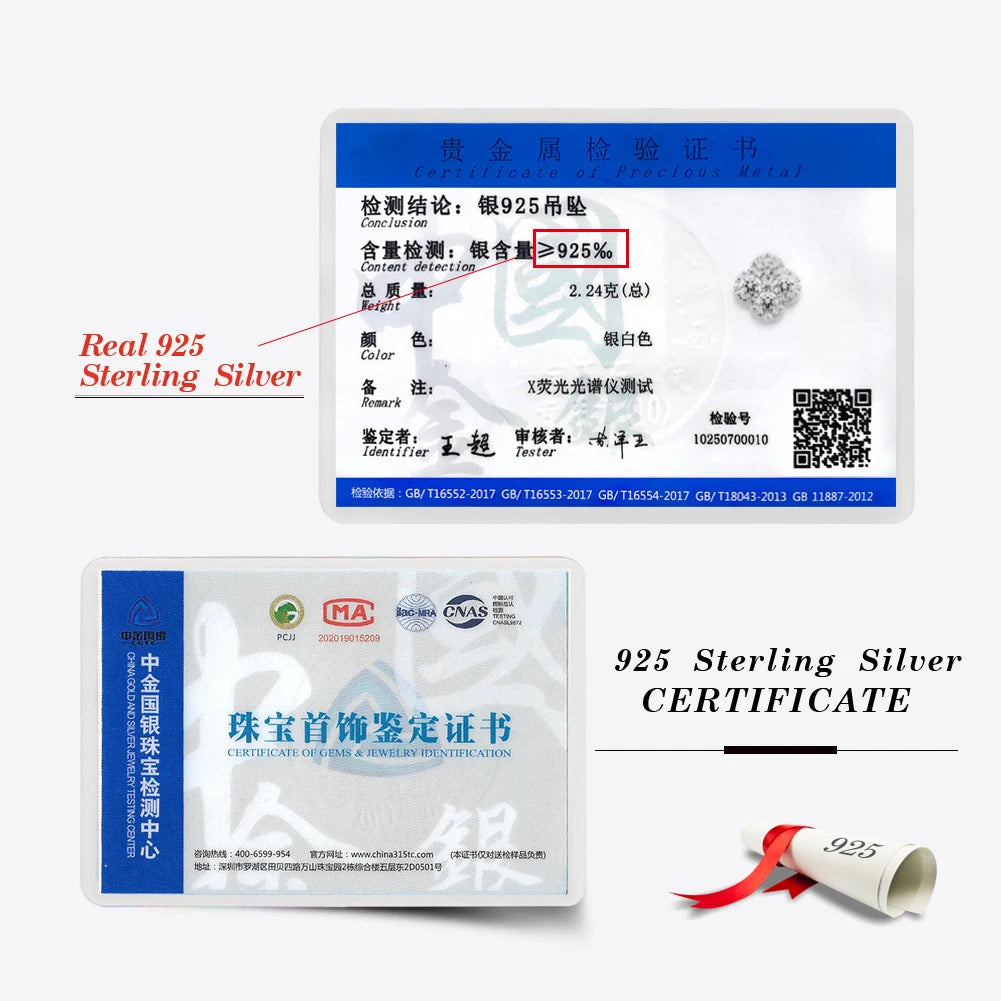 ORSA JEWELS 925 Sterling Silver Four-Leaf Clover Pendant Necklace with Premium Zirconia