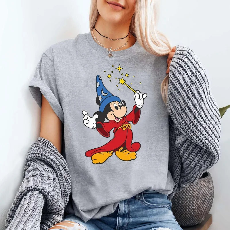 2025-26 Women’s Summer Fashion Mickey & Minnie Printed T-Shirt – Y2K Disney Cotton Loose Tee