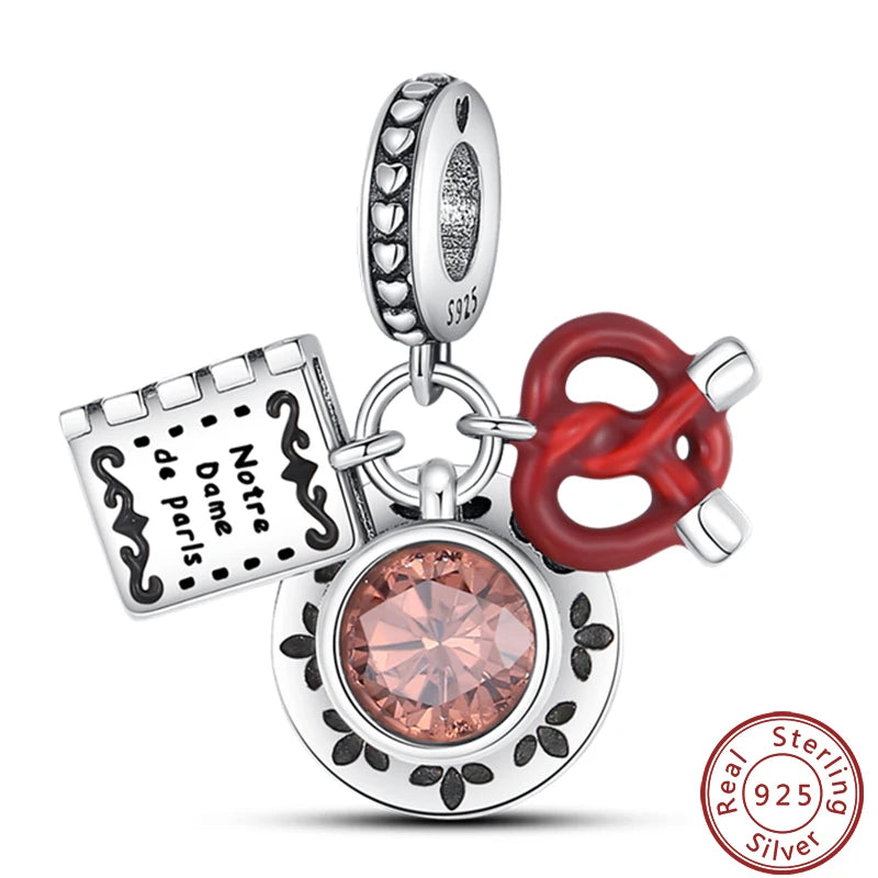 925 Sterling Silver Dessert Afternoon Tea Charm – Coffee, Cake, Pizza & Fries Beads Fit Original Pandora Bracelet DIY Jewelry