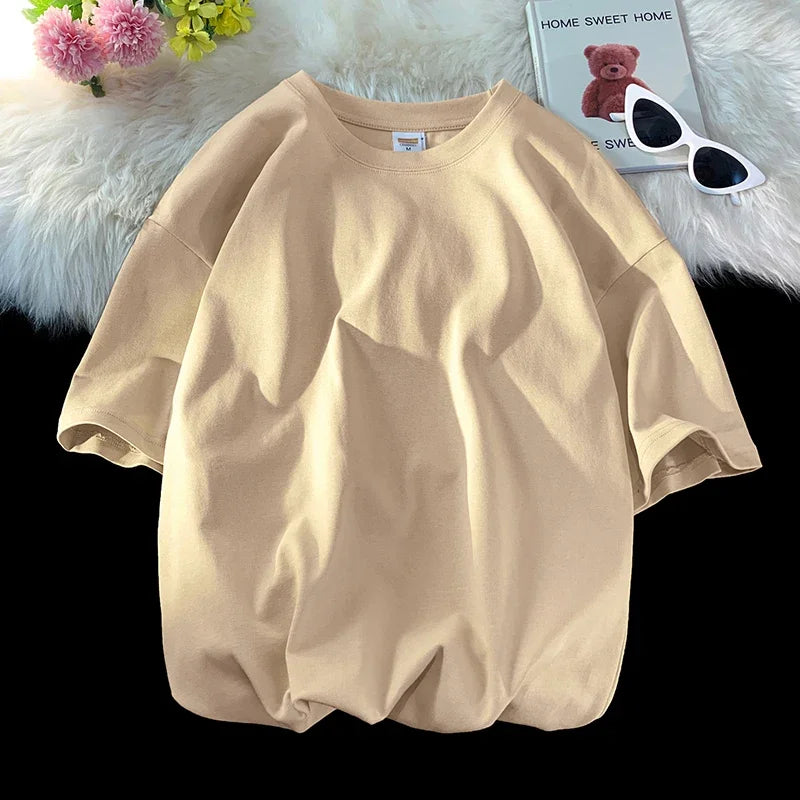 LEGIBLE 2025 Summer Women’s Cotton T-Shirt – Loose Solid Oversized O-Neck Tee 👕✨