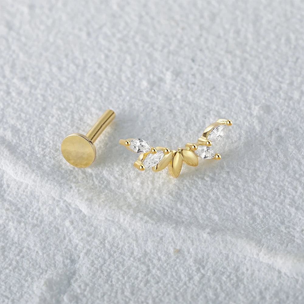 Aide 925 Sterling Silver Geometric Multi Piercing Stud Earrings for Women – K Gold Tassel Elegant Jewelry Gift