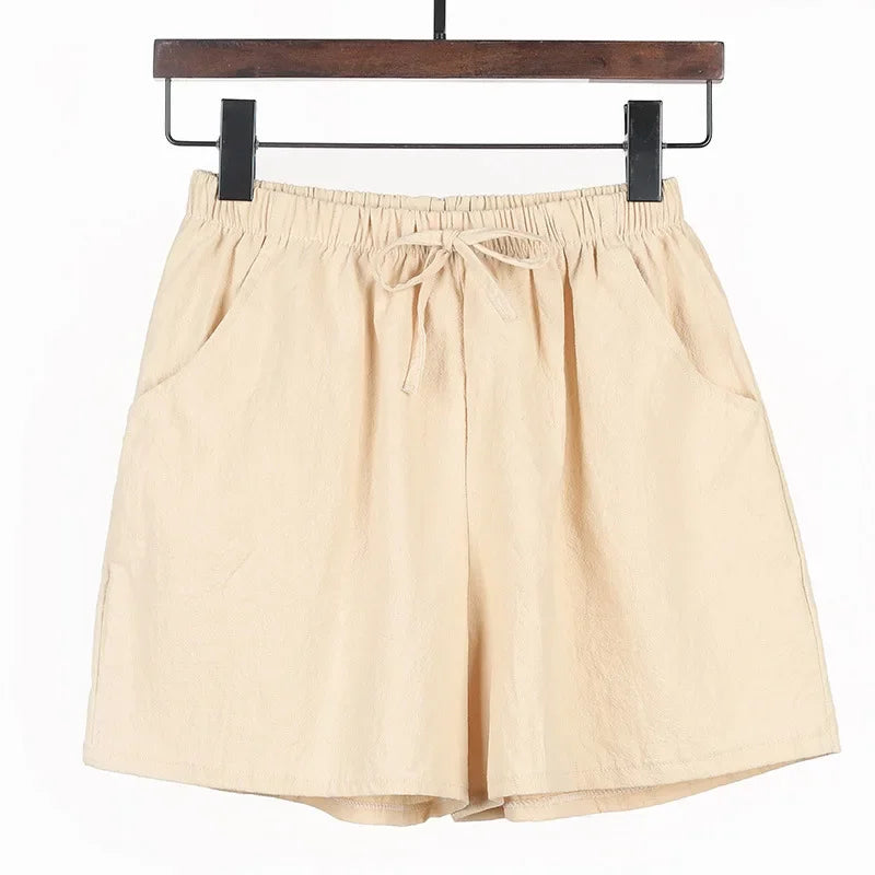 ☀️ Cotton Linen Women's Sport Shorts 🩳 Summer High Waist Solid Black Shorts 👖 Fashion Plus Size Casual Short Pants