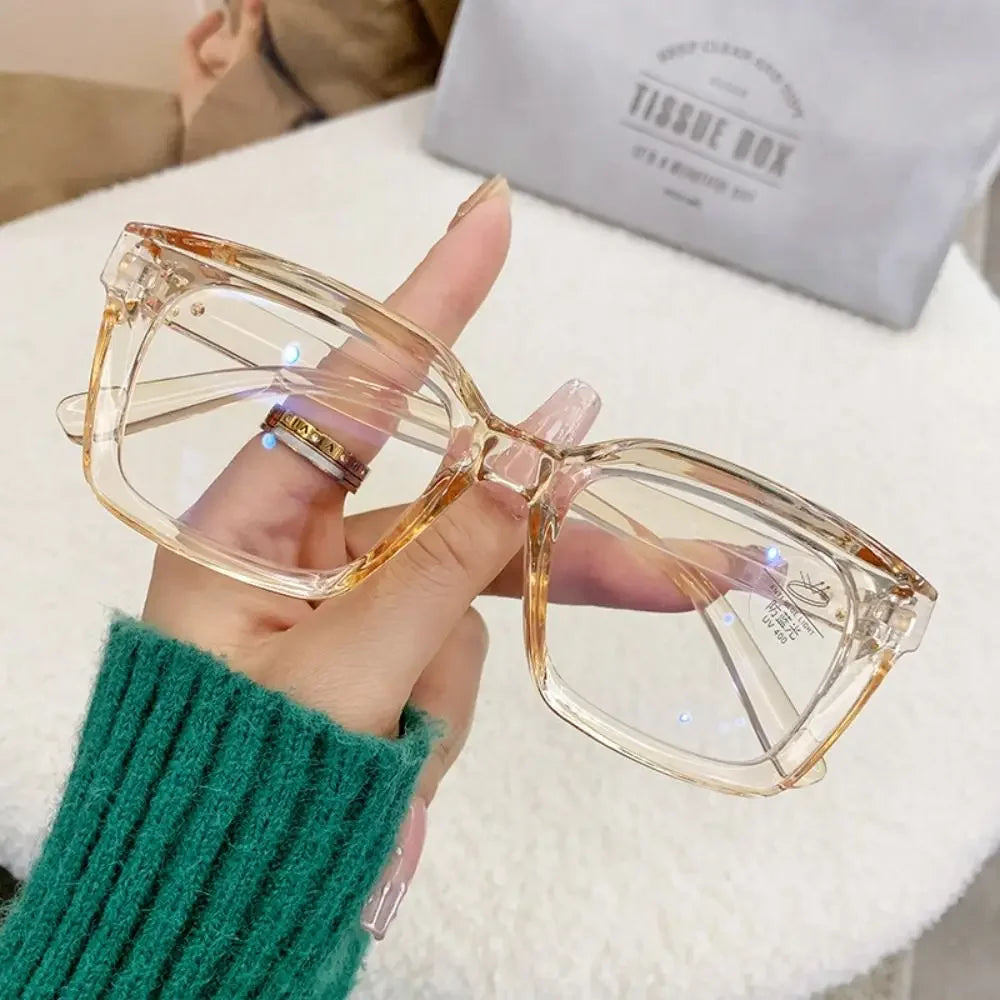 Fashion Anti Blue Light Glasses for Women – Trendy Rice Nail Square Frame Fake Eyeglasses | Flat Light Computer Glasses