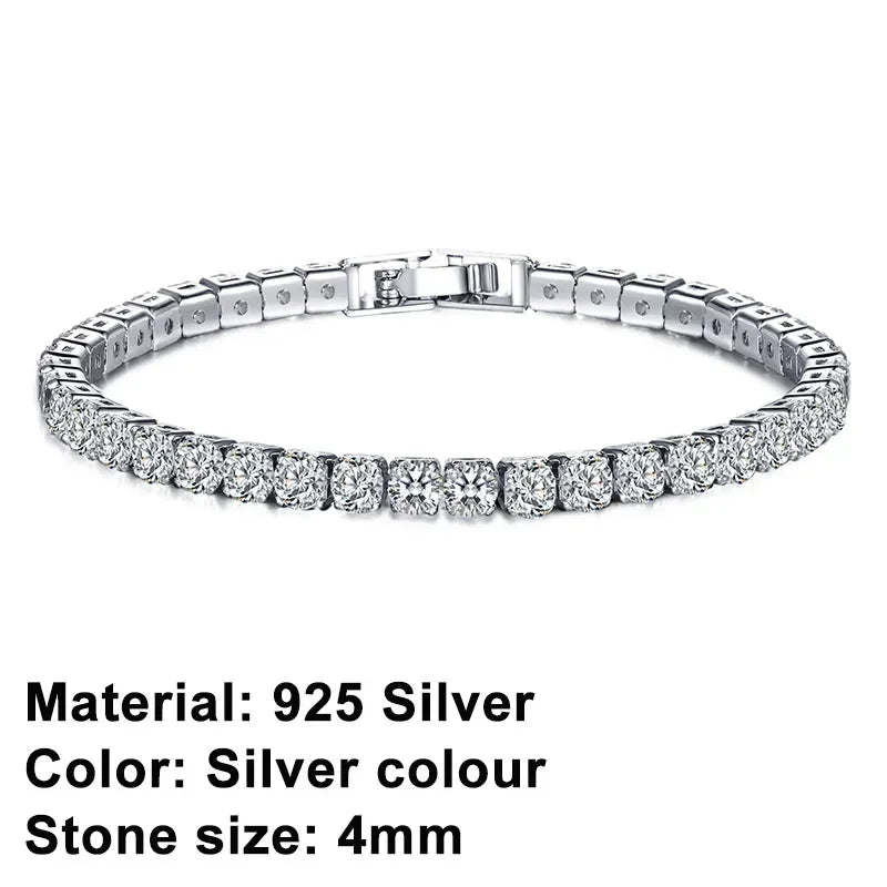 925 Sterling Silver Rose Gold Tennis Bracelet | Sparkling Cubic Zirconia Luxury Crystal Jewelry for Women