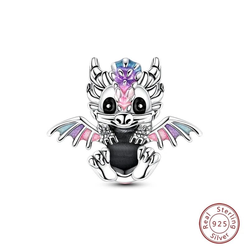 925 Sterling Silver Animal & Love Charms | Cat, Elephant, Bear, Swan & Easter Egg Beads Fit Original 3mm Bracelets DIY Jewelry