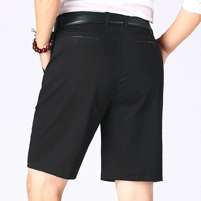 Classic Cotton Bermuda Shorts | Knee-Length Comfortable Board Shorts for Outdoor & Beach | Black & KhakiClassic Cotton Bermuda Shorts | Knee-Length Comfortable Board Shorts for Outdoor & Beach | Black & Khaki