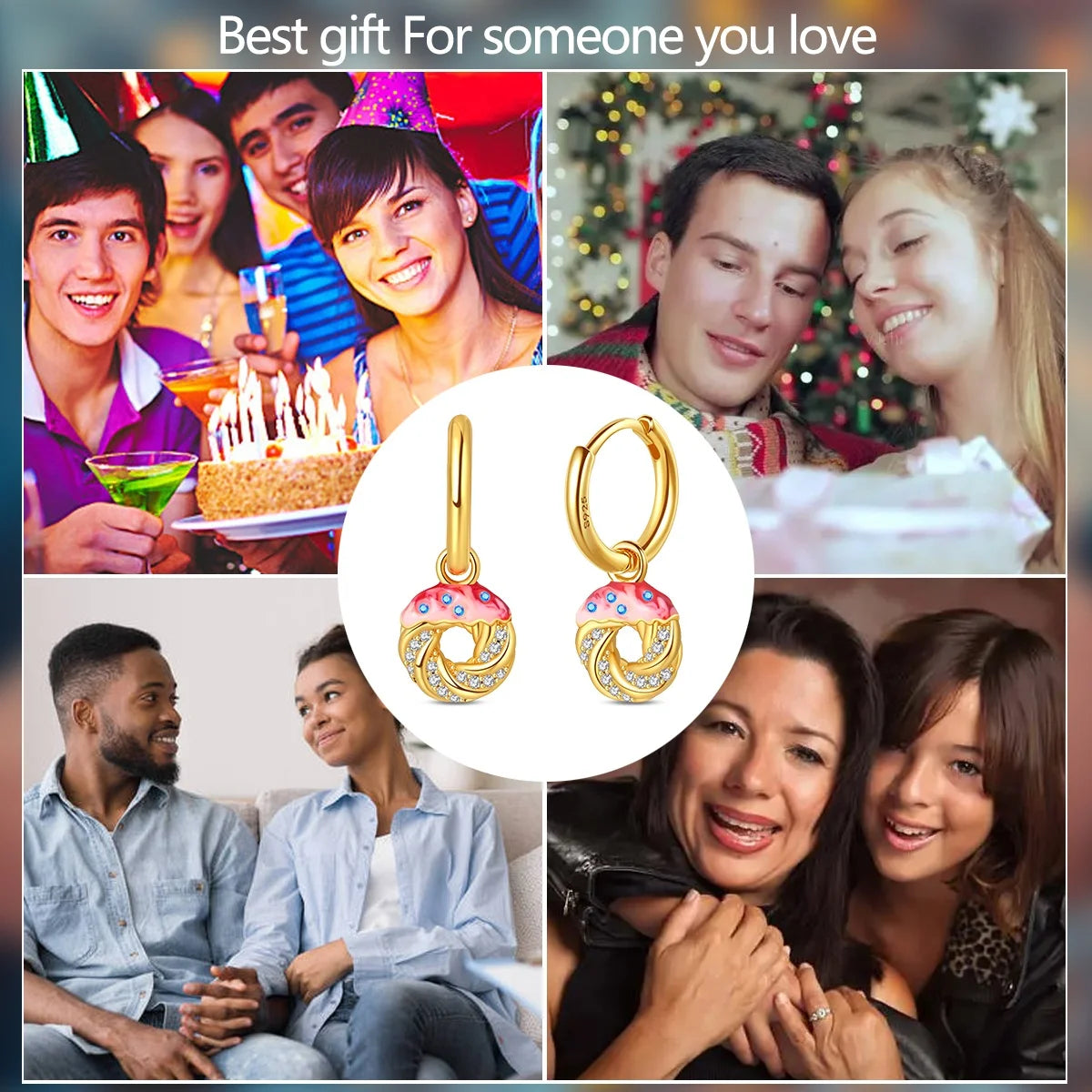 New Original 925 Sterling Silver Sweetheart Bow & Crab Ocean Earrings | Donut Zircon Round Design Women’s Fine Jewelry