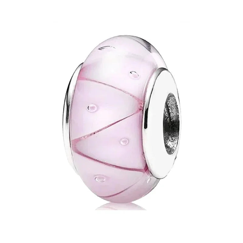 925 Sterling Silver Murano Glass Galaxy & Clover Heart Beads | Fit Pandora Bracelet DIY Jewelry Gift for Mum