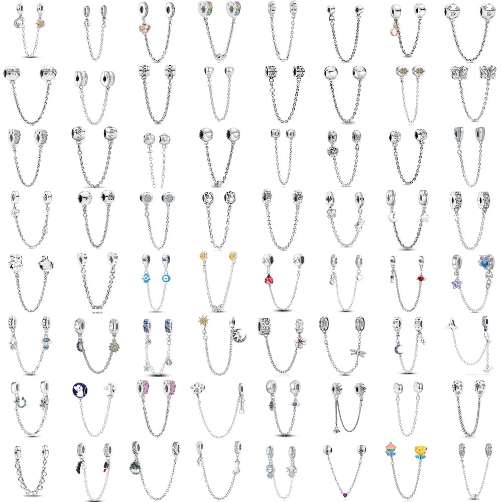 925 Sterling Silver Butterfly, Moon & Life Tree Safety Chain | Fits Original Bracelet DIY Jewelry Accessory