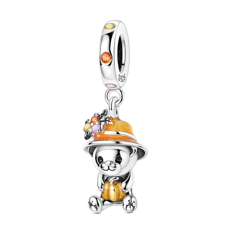 925 Sterling Silver Golden Autumn Charms | Maple Leaf & Pumpkin Beads Fit Original Bracelet DIY Jewelry Gift