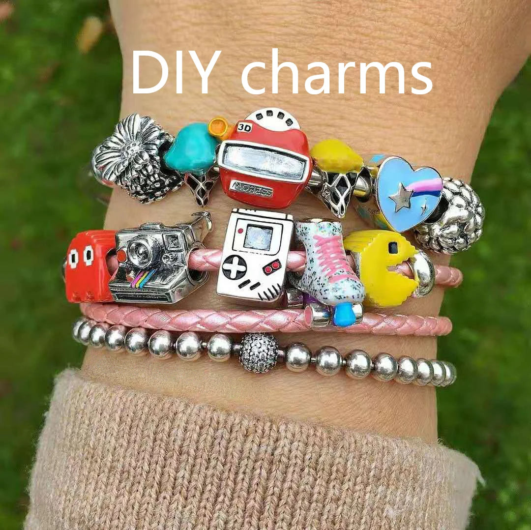 925 Sterling Silver Travel Charms – Plane, Passport, Bicycle, Camera & Skates Beads Fit Pandora Bracelet DIY Women’s Jewelry