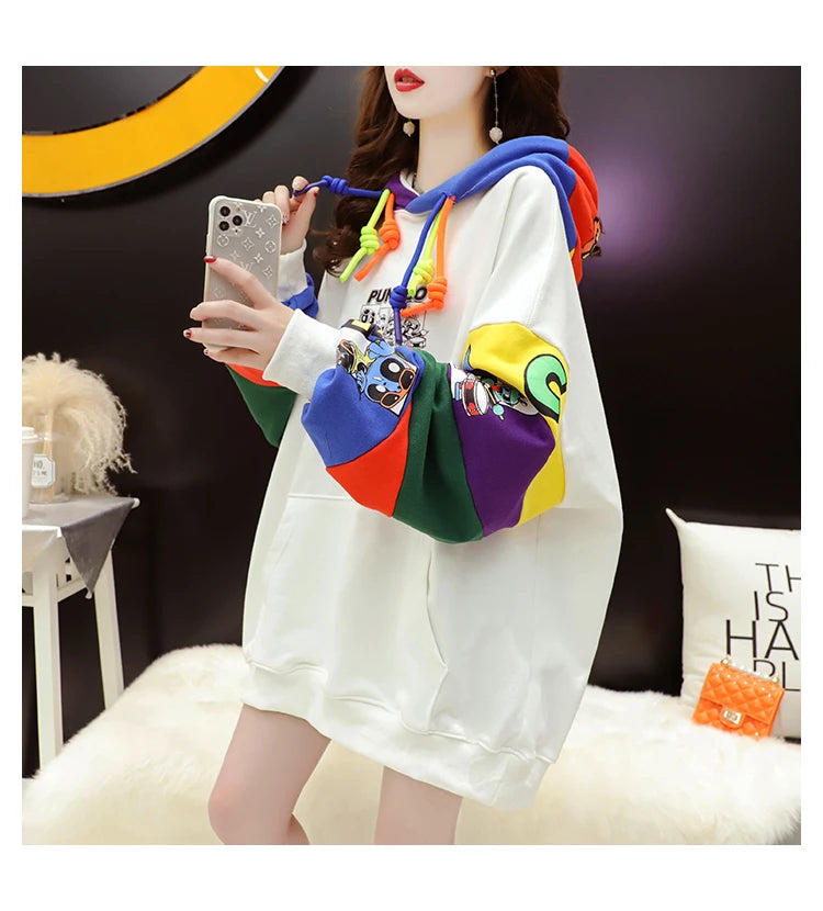 Plus Size Women’s Hoodie – Fleece-Lined Mid-Length Jacket | Autumn Winter Trendy Korean Style Long Sleeve Sweatshirt