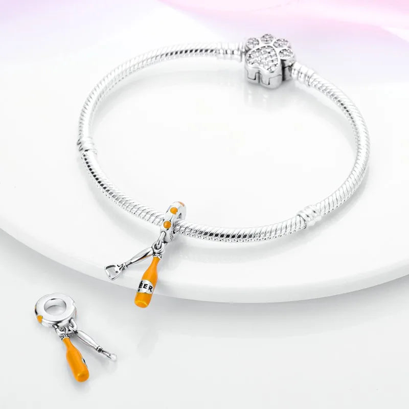 925 Sterling Silver Love Football Cup Charm Beads – Sport, Beer & Travel Pendants Fit Original Pandora Bracelet & Necklace