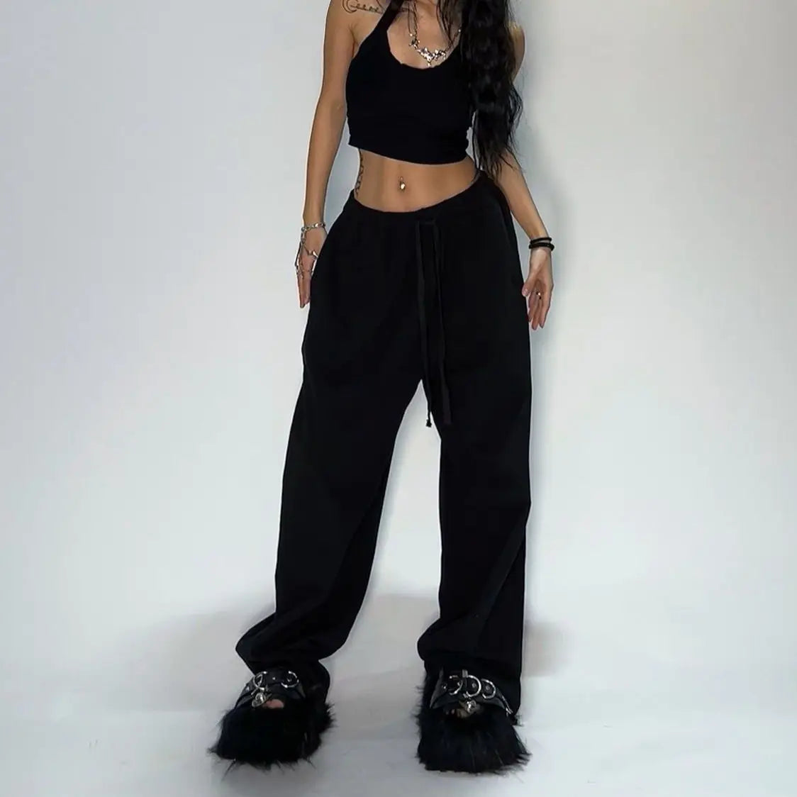 Y2K Camouflage Casual Pants – Embroidered Camo Tactical Jogging Drawstring Sweatpants for Men & Women