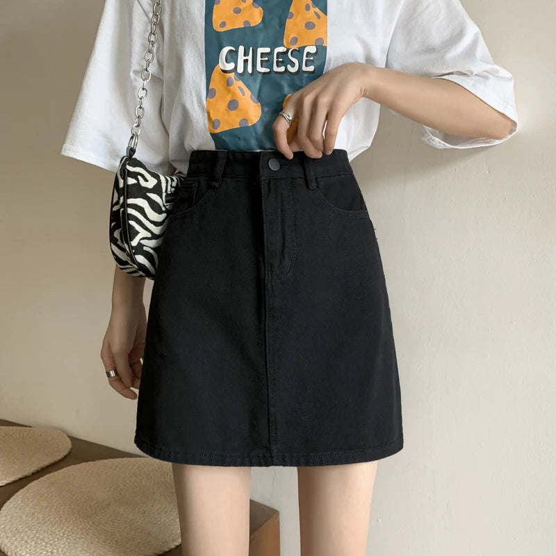 Women’s High Waist A-Line Denim Skirt | Slimming Bodycon Short Skirt Korean Style 2025