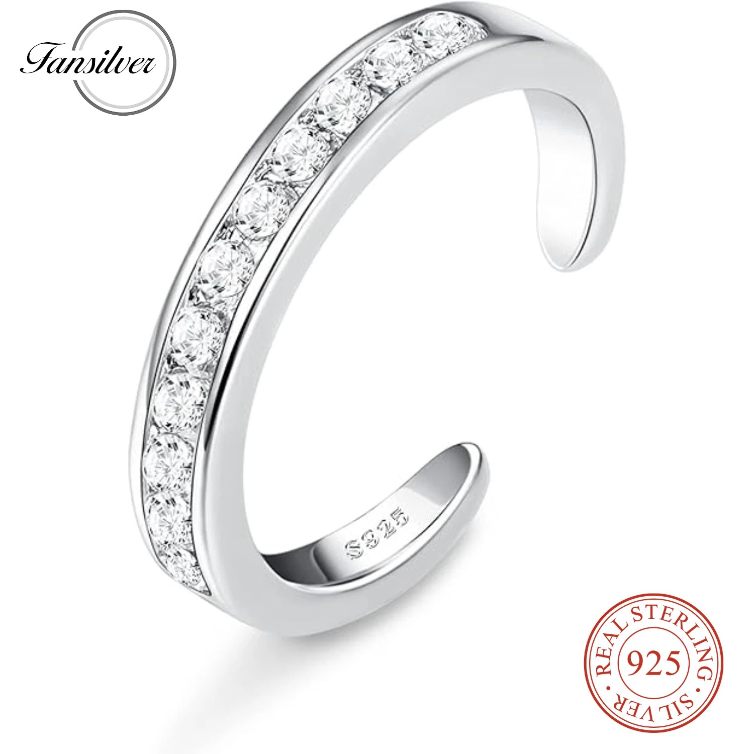 Fansilver S925 Sterling Silver Adjustable Toe Rings for Women – White Gold Plated Flower Summer Beach Foot Jewelry