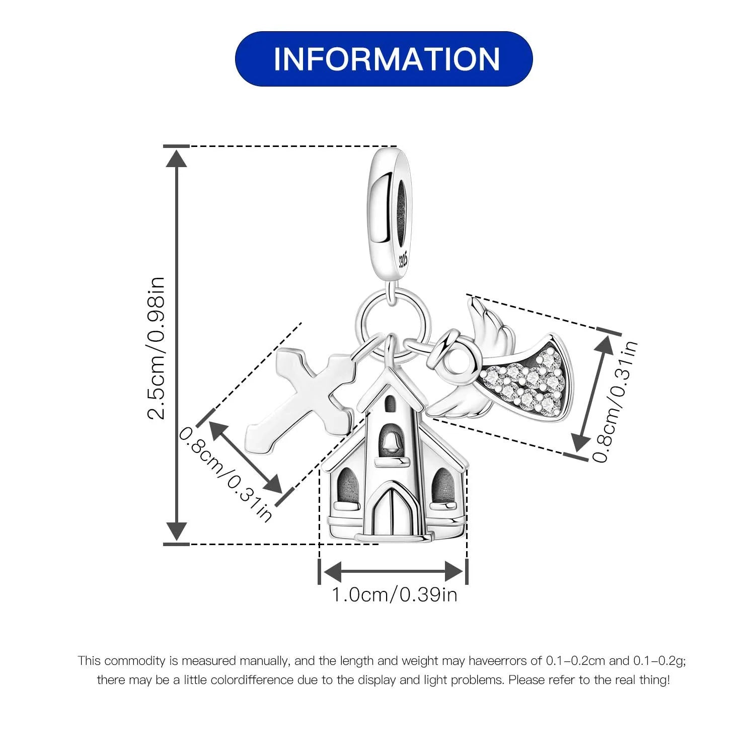 925 Sterling Silver Jesus Religious Symbol Charm Bead | Faith Pendant for Original Bracelet DIY Jewelry Gift