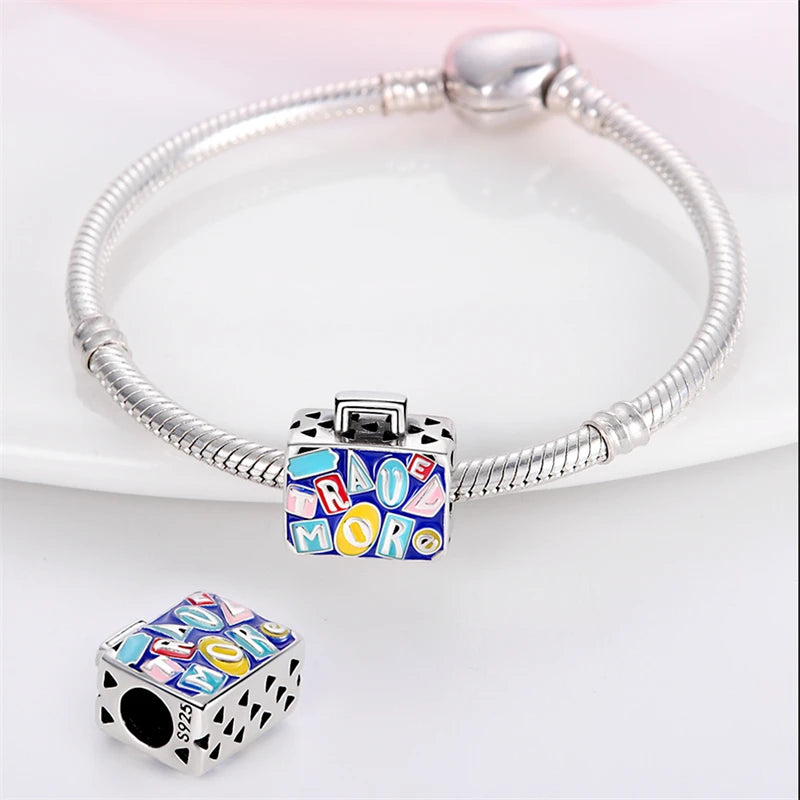 2023 New 925 Sterling Silver Earth Plane & Hot Air Balloon Travel Charms – Fits Pandora Original Bracelets DIY Jewelry