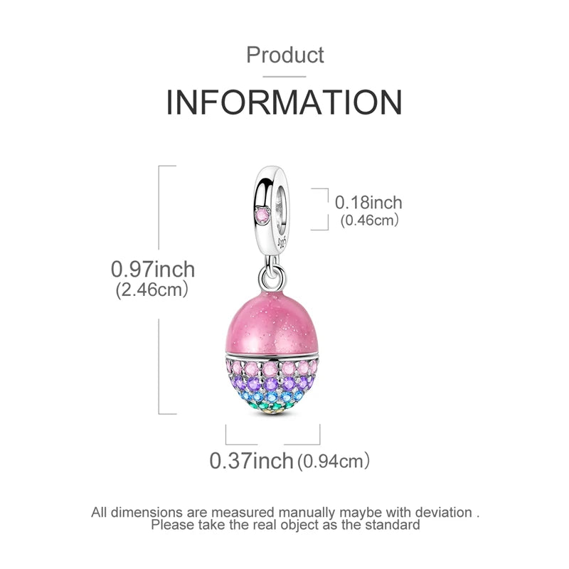 925 Sterling Silver Easter Egg Pendant Charm – DIY Bracelet Jewelry for Women