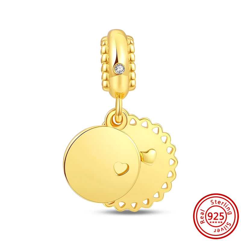 New Plated Gold Sparkling Charm Palace Museum Chicken Cactus Bee Bead | Fit Original 925 Silver Bracelet DIY Jewelry Gift