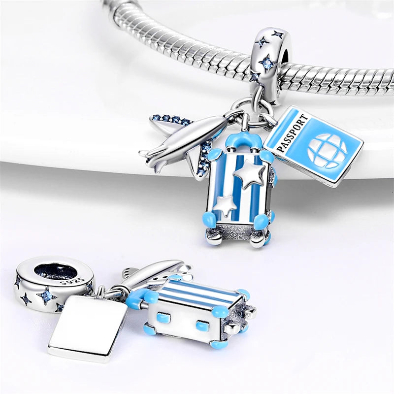 2023 New 925 Sterling Silver Earth Plane & Hot Air Balloon Travel Charms – Fits Pandora Original Bracelets DIY Jewelry