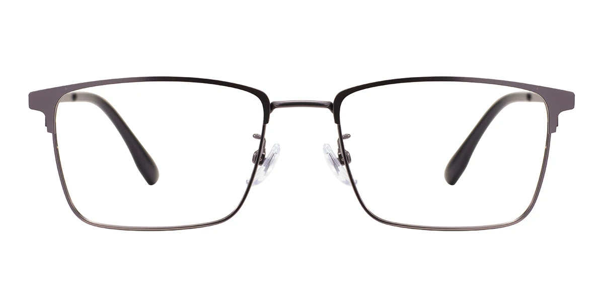 Rectangular Metal Browline Glasses Frame – Comfortable Large Full Rim Business Eyewear for Men