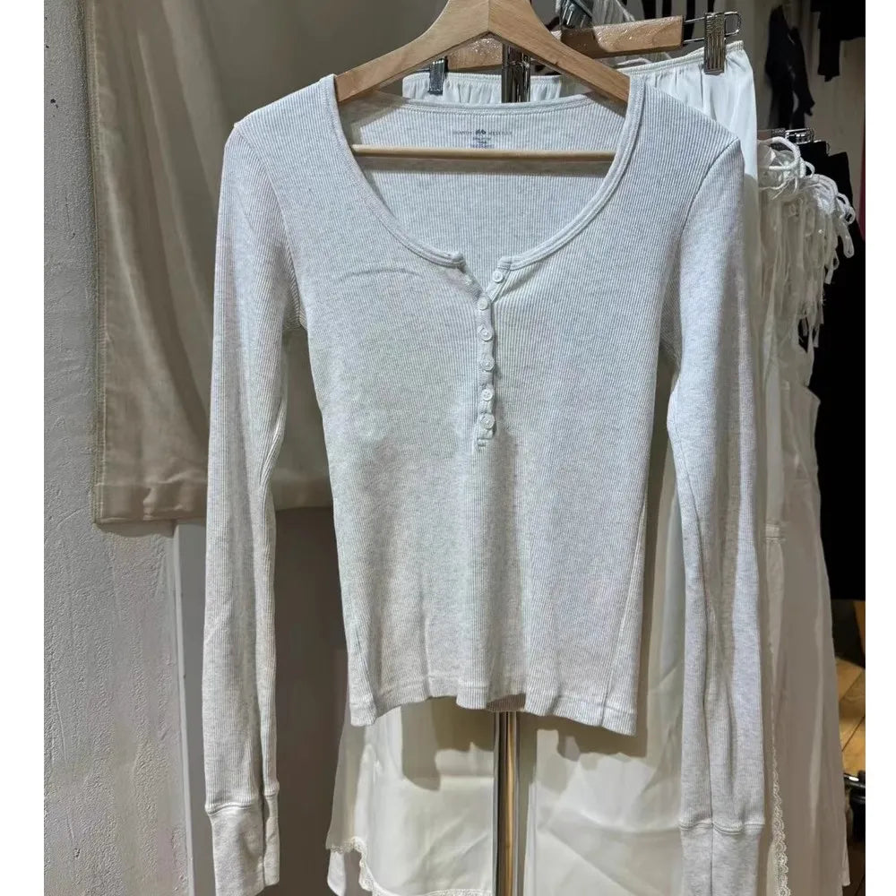 Women’s Pink Striped Slim Long Sleeve Tee | Casual Cotton O-Neck T-Shirt | Sweet Vintage Y2K Top