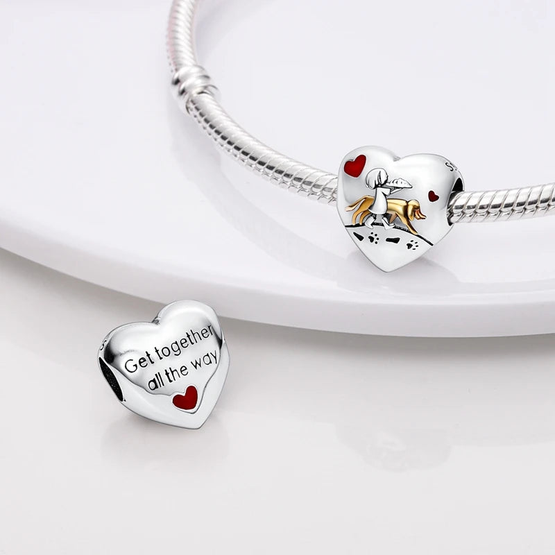 New 925 Sterling Silver Family Sister Love Heart Charm Bead | Original Bracelet DIY Jewelry Gift for Women