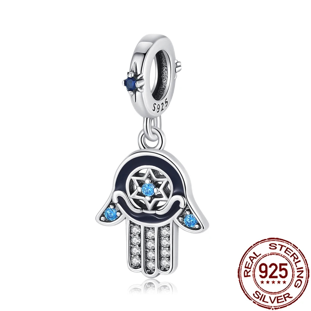 2025 New 925 Sterling Silver All-Seeing Eye Hamsa Hand Charm | Fits Pandora Bracelet & Women’s DIY Jewelry