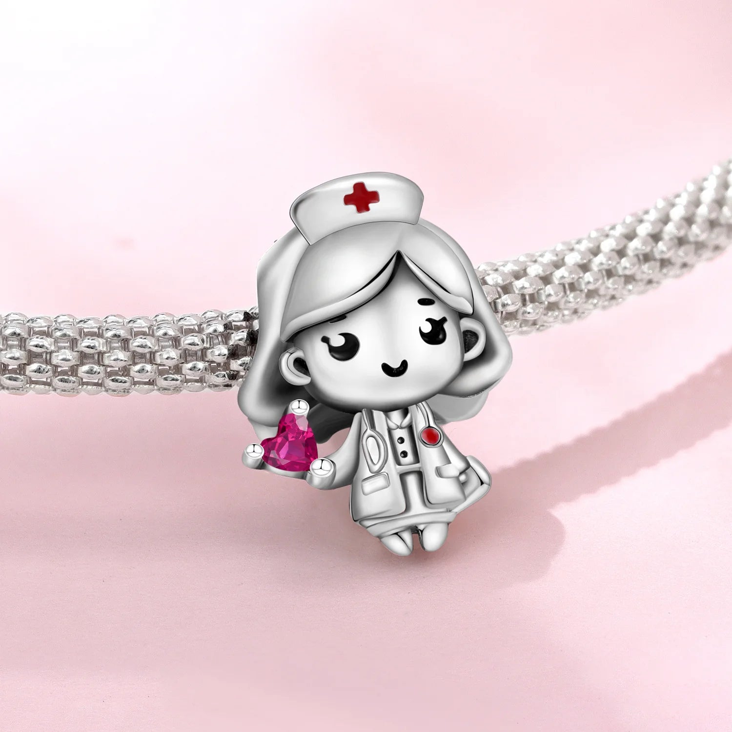 Orstarry 925 Sterling Silver Cartoon Nurse Charm Bead | Cute DIY Bracelet Jewelry Gift for Women