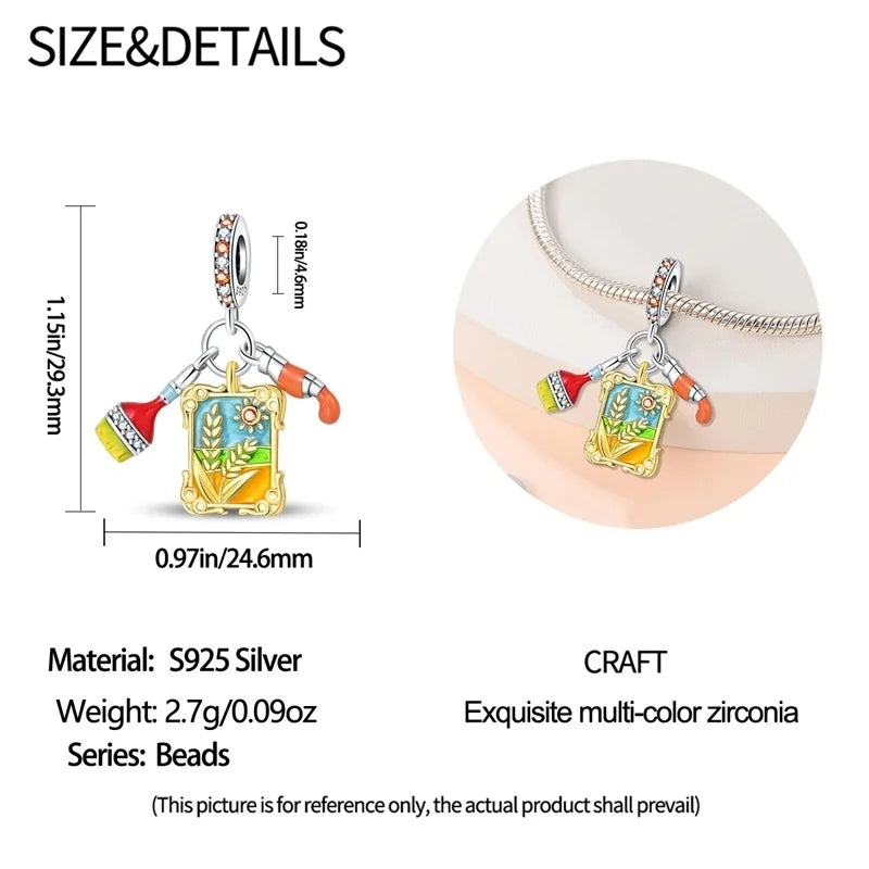 925 Sterling Silver Squirrel & Maple Leaf Charm | Shiny Zircon Autumn Beads Fit Pandora Bracelet DIY Jewelry