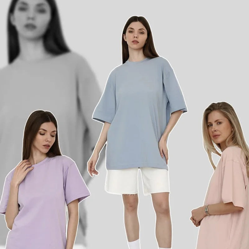 Botvotee 21 Colors Oversized Basic T-Shirts for Women | 100% Cotton Casual Summer Tops | Solid Color Loose Fit Tees