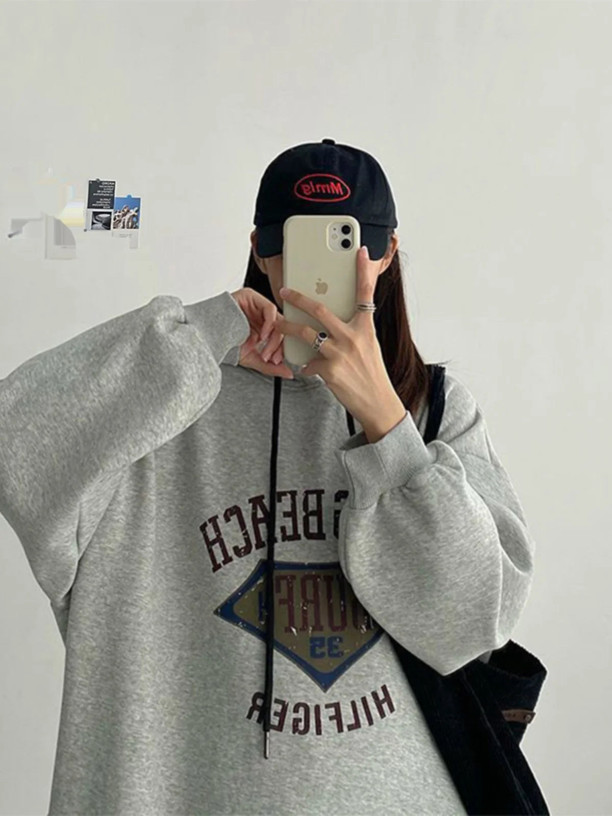 Plus Size Women’s Fleece-Lined Hoodie Dress – Lazy Sleeve Loose A-Line Skirt with Lettering | Autumn & Winter