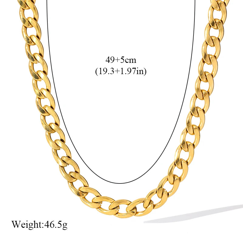 EILIECK 18K Gold Plated Stainless Steel Chain Necklace for Women – Waterproof Fashion Jewelry Gift