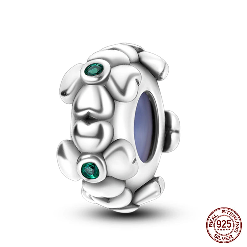 925 Sterling Silver Luminous Butterfly Star Moon Charm Bead | Round Clasp Bead for 3mm DIY Bracelet Jewelry Gift