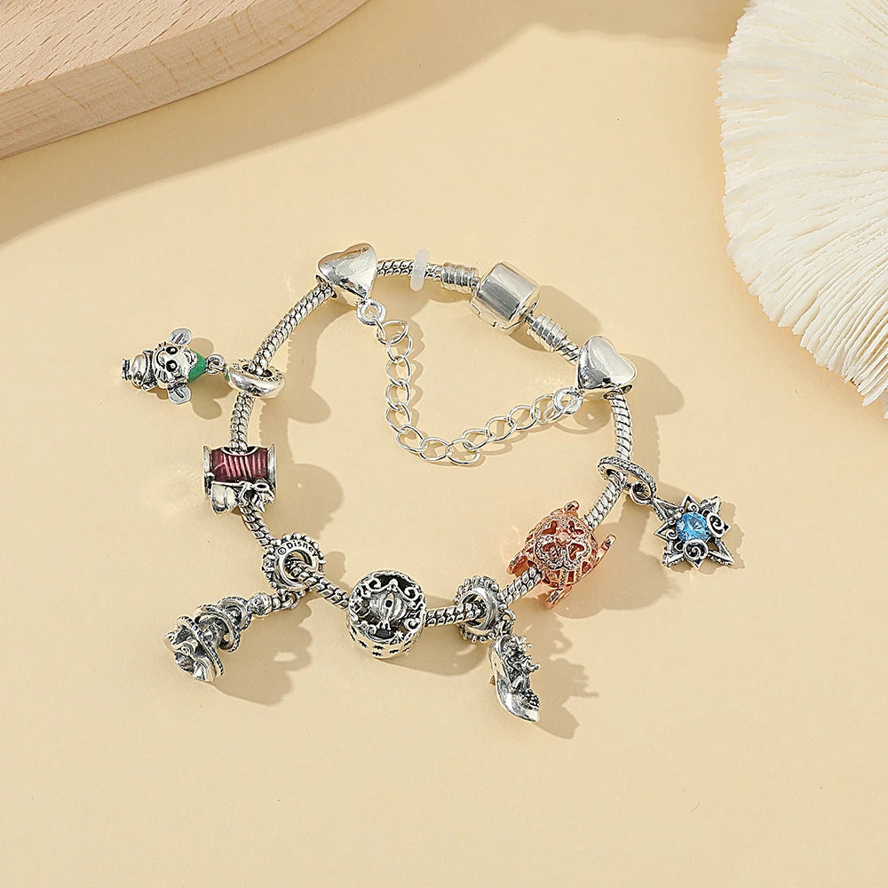 Alice in Wonderland 🐇 Beaded Pandora Bracelet | DIY Alloy Charm Jewelry