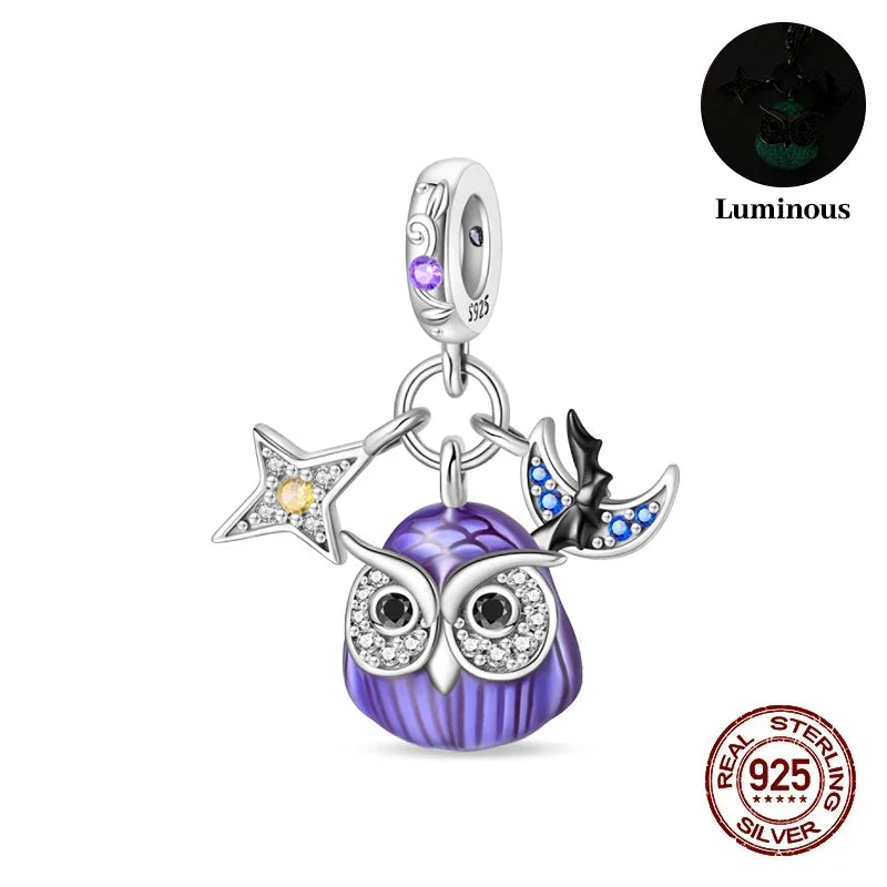 925 Sterling Silver Halloween Luminous Skull & Pumpkin Charms | Fits Original Pandora Bracelet | Party DIY Jewelry Gift