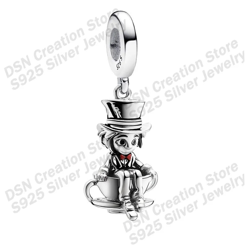 925 Sterling Silver Disney Charms | Stitch, Mickey & Cheshire Cat Beads for Original Bracelet Halloween Jewelry Gift