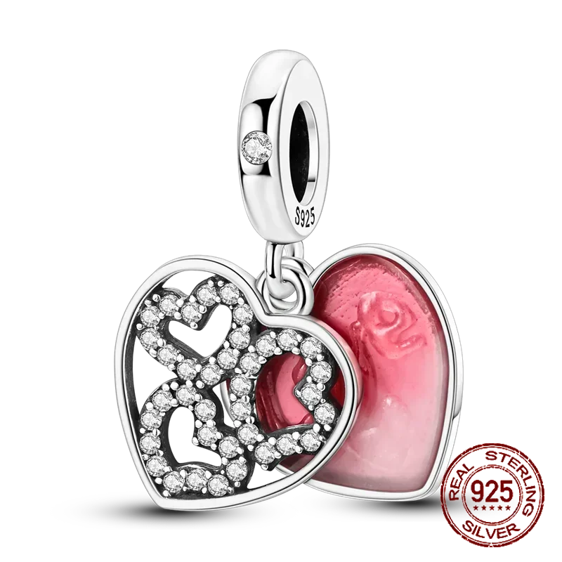 925 Sterling Silver Red Series Charms | Heart, Car & Strawberry Dangle Beads for Original Bracelet DIY Jewelry