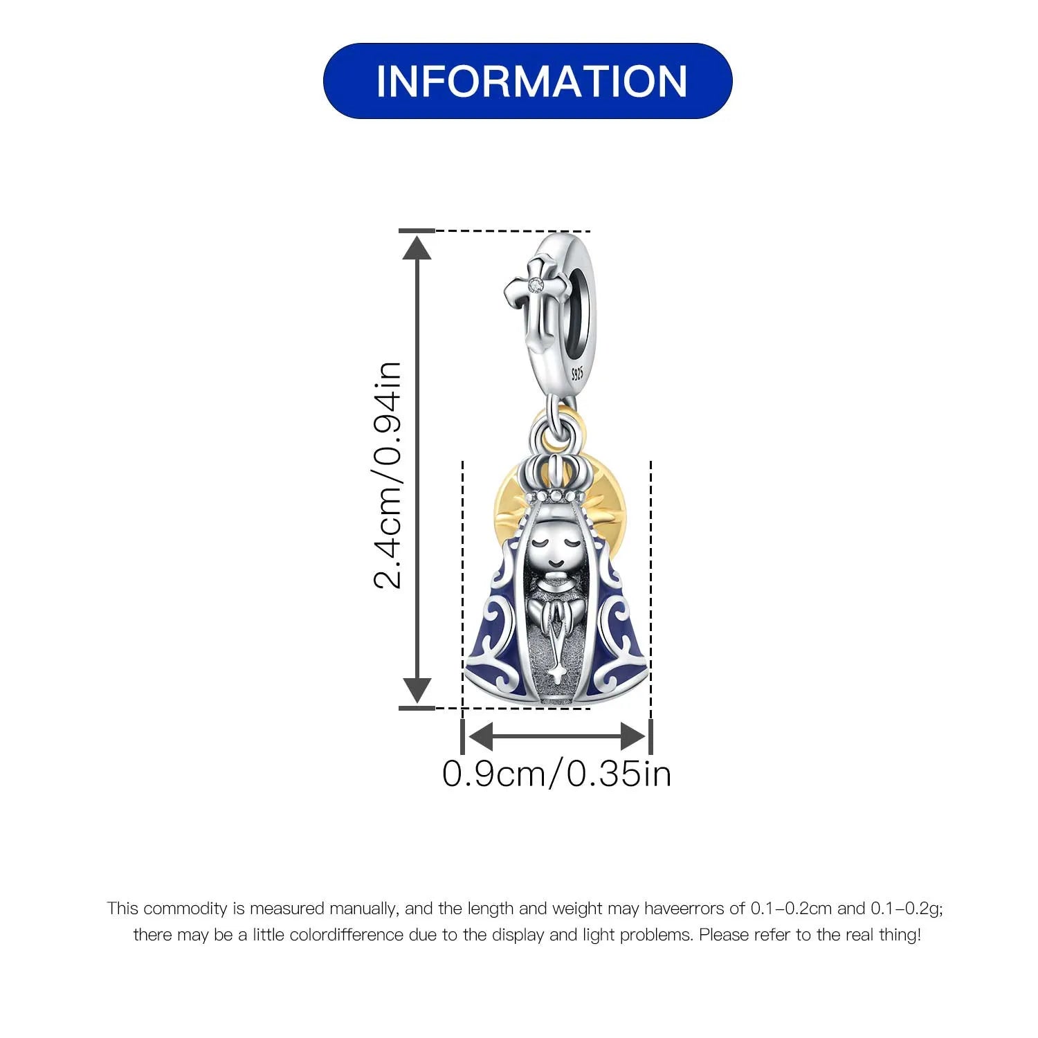 925 Sterling Silver Jesus Religious Symbol Charm Bead | Faith Pendant for Original Bracelet DIY Jewelry Gift