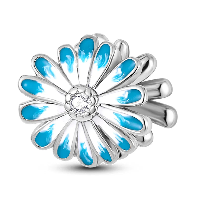 925 Sterling Silver Colorful Charms – Rose, Crown, Rainbow & Heart Dangle Beads Fit Pandora Bracelet & Necklace