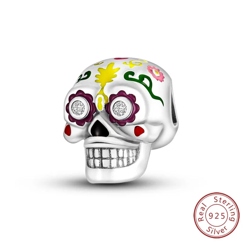Halloween 925 Sterling Silver Charm Bead – Pumpkin, Witch, Skeleton, Mummy & Candy Pendant for DIY Original Bracele