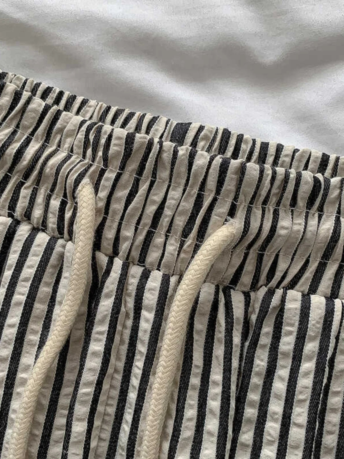 Korean Striped Drapey Casual Pants for Women | High Waist Thin Straight Trousers | Summer Versatile Long Pants