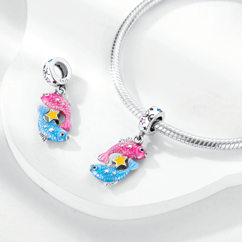 Original 925 Sterling Silver 12 Constellation Luminous Charm | Fits Pandora 3mm Bracelet DIY Jewelry Gift for Women