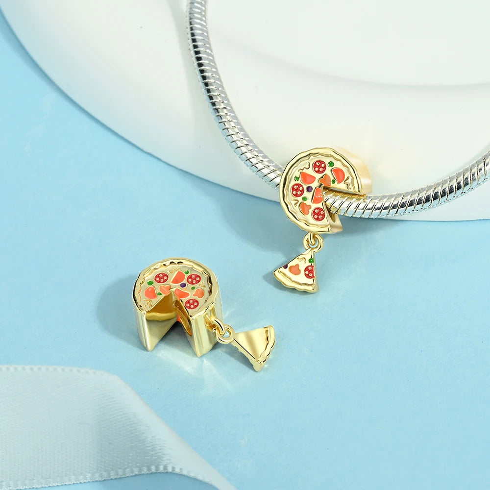 2025 New 925 Sterling Silver Coffee, Cake, Fruit & Burger Charms | Fit Pandora Bracelet & Necklace DIY Jewelry