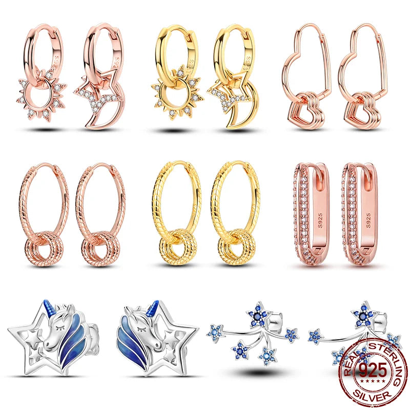 925 Sterling Silver Star Moon Unicorn Earrings | Pave CZ Women’s Fashion & Anniversary Jewelry