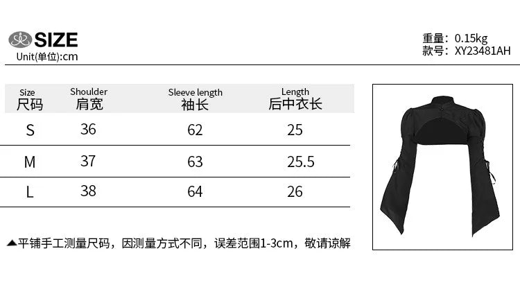 Dark Black Goth Top | Women’s Vintage Flared Sleeve Gothic T-Shirt Y2K Party Wear